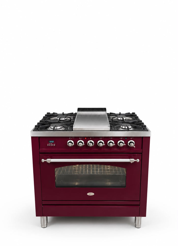 Bordeaux rood 5 pits met frytop 90cm