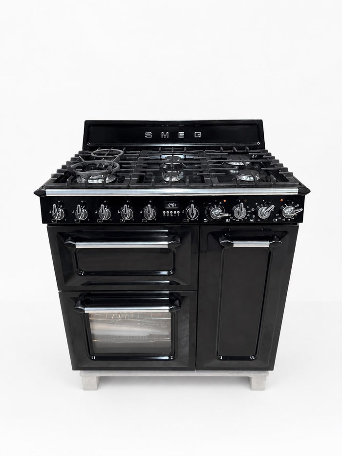 Zwart Victoria fornuis hoogglans 90 cm