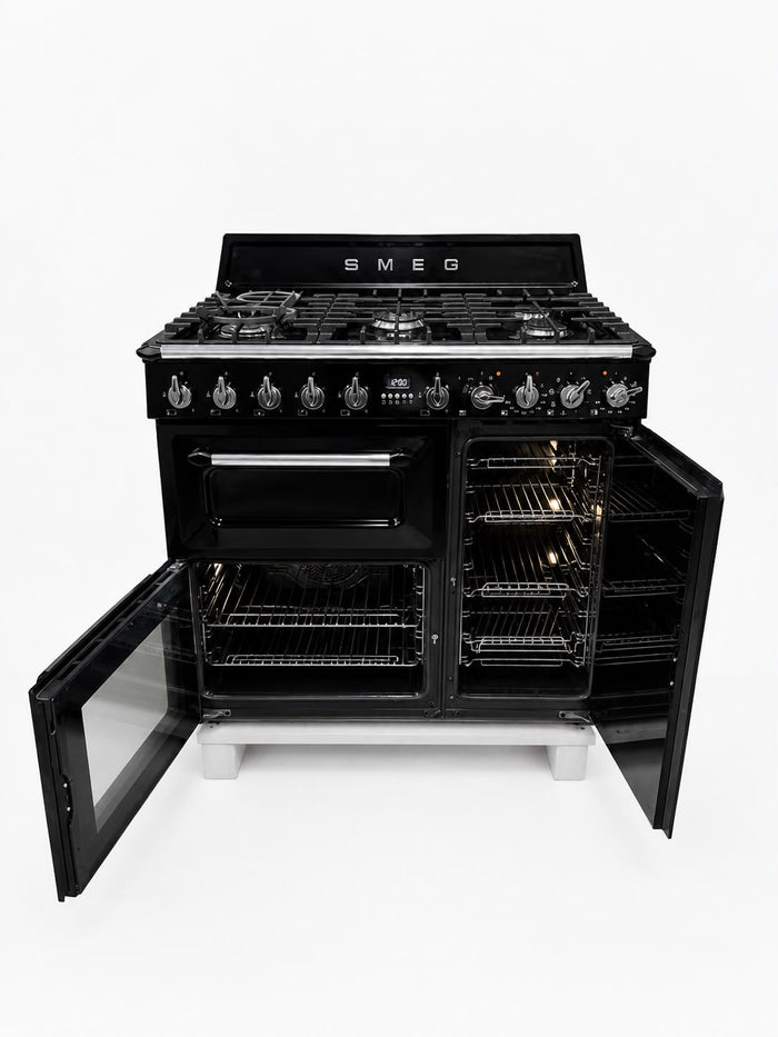 Zwart Victoria fornuis hoogglans 90 cm
