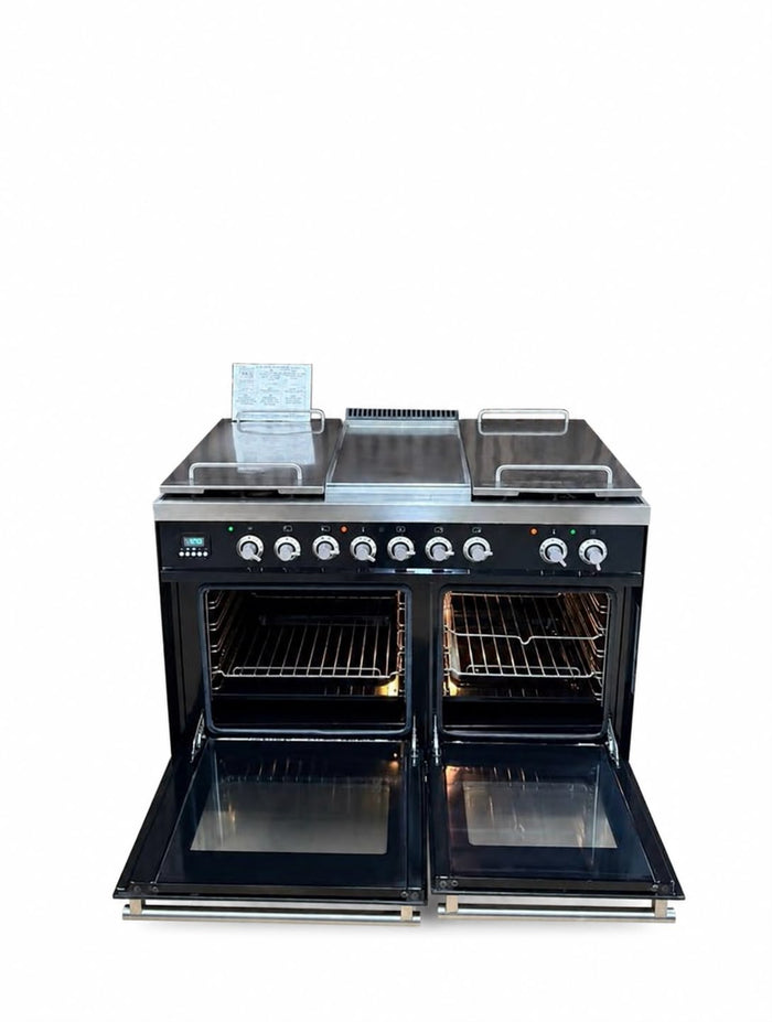 Hoogglans zwart 4pits met frytop 100cm