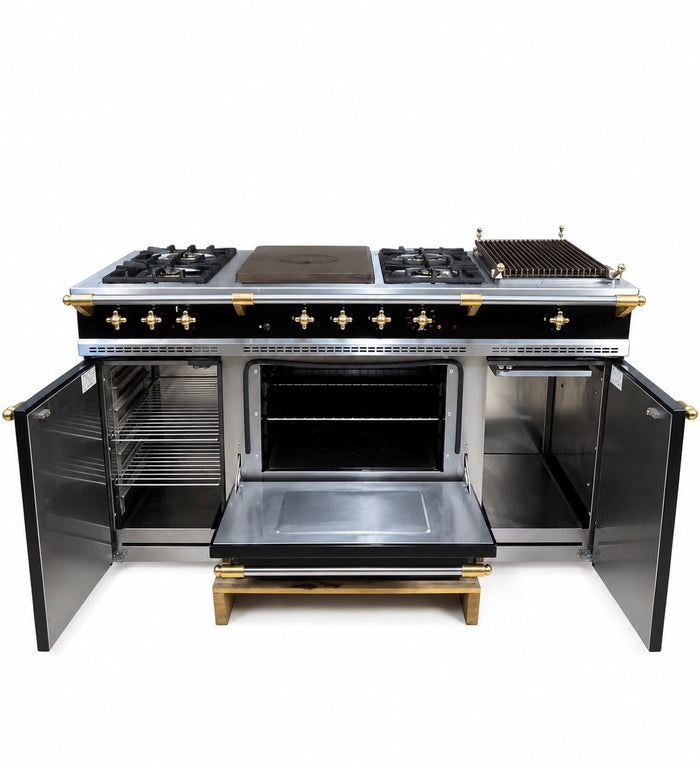 Hoogglans zwart 5 pits en grill 150cm