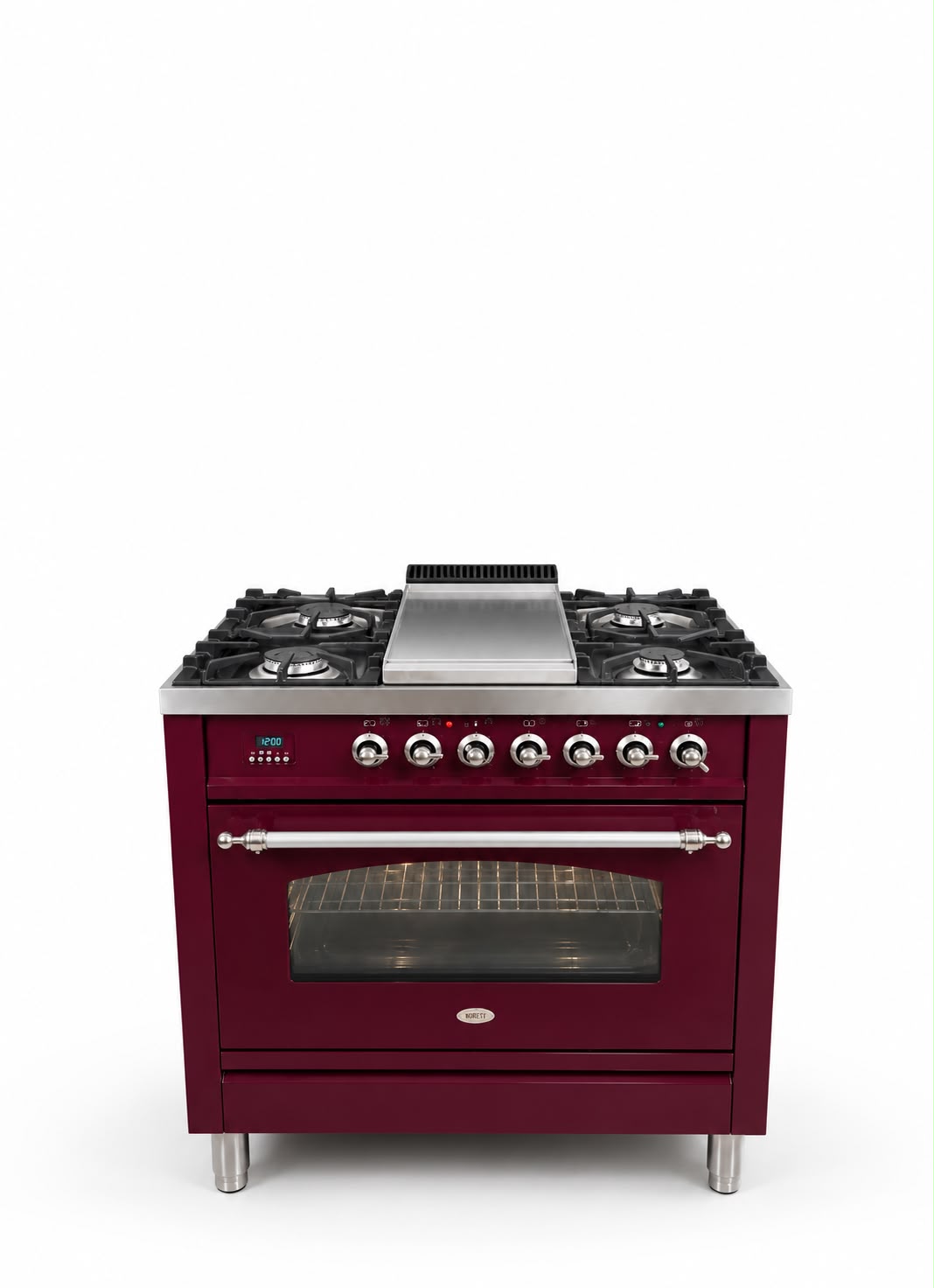 Bordeaux rood 5 pits met frytop 90cm